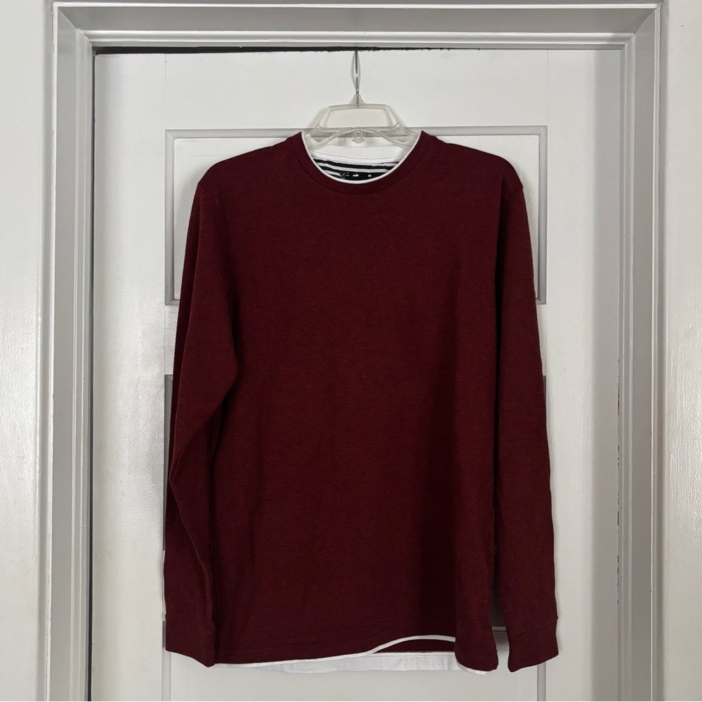 Denim & Flower Red Long Sleeve with White Trim